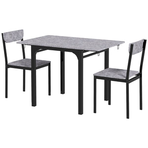 Folding table and chairs set for 2 people, grey
