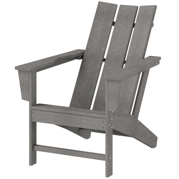 Plastic Adirondack chair with high back and wide armrests, dark gray
