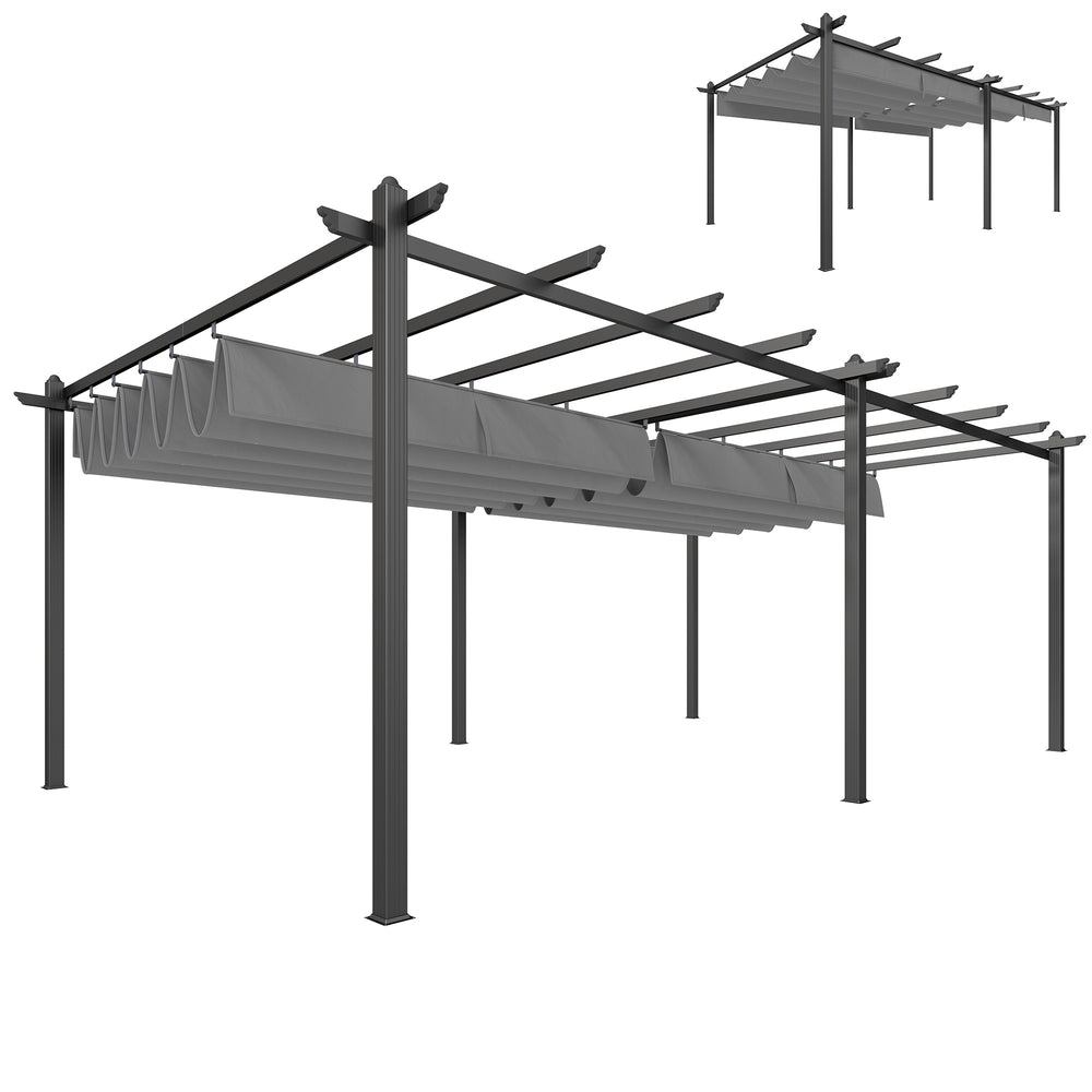 19.6 ft x 11.7 ft Retractable Aluminum Pergola for BBQ, Patio, Garden, Terrace