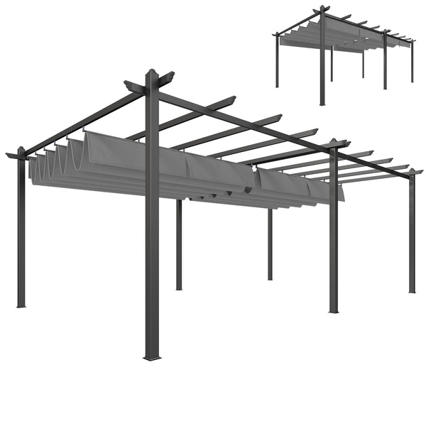 19.6 ft x 11.7 ft Retractable Aluminum Pergola for BBQ, Patio, Garden, Terrace
