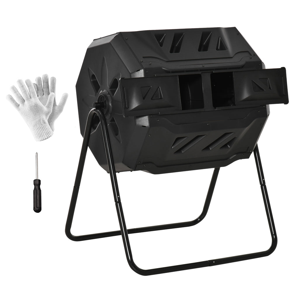 43-gallon (160 L) rotating composter, black