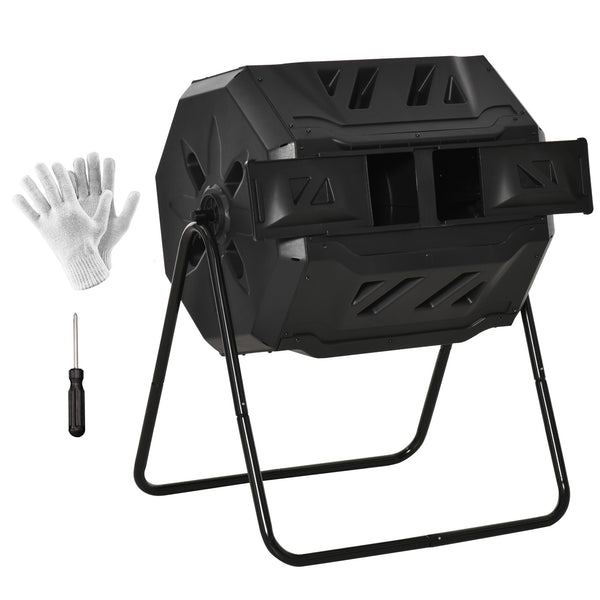 43-gallon (160 L) rotating composter, black