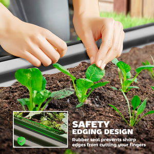 Raised outdoor planter in galvanized steel with metal support, dark grey