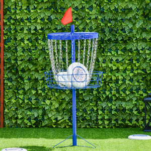 Portable training basket for disc golf, dark blue