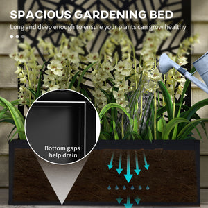 Metal Raised Garden Bed with Privacy Screen and Planter Box, Wall-Mounted or Freestanding, Black