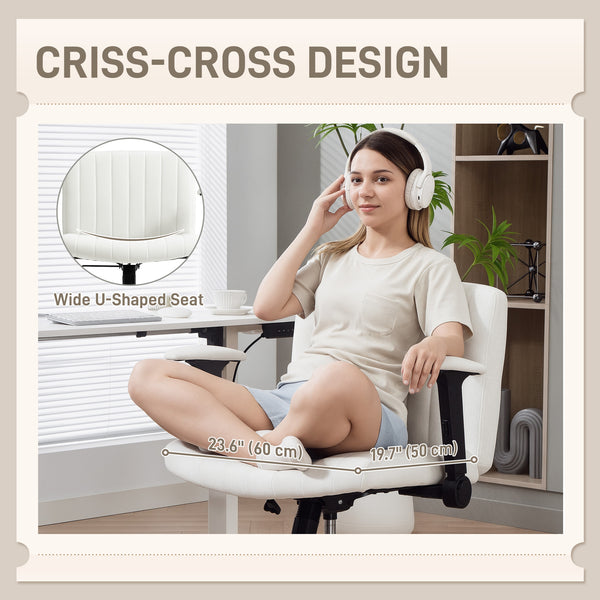 Office chair with cross back, cream white.