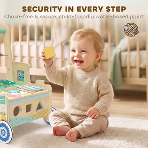 Wooden baby walker with activities, 1 to 3 years