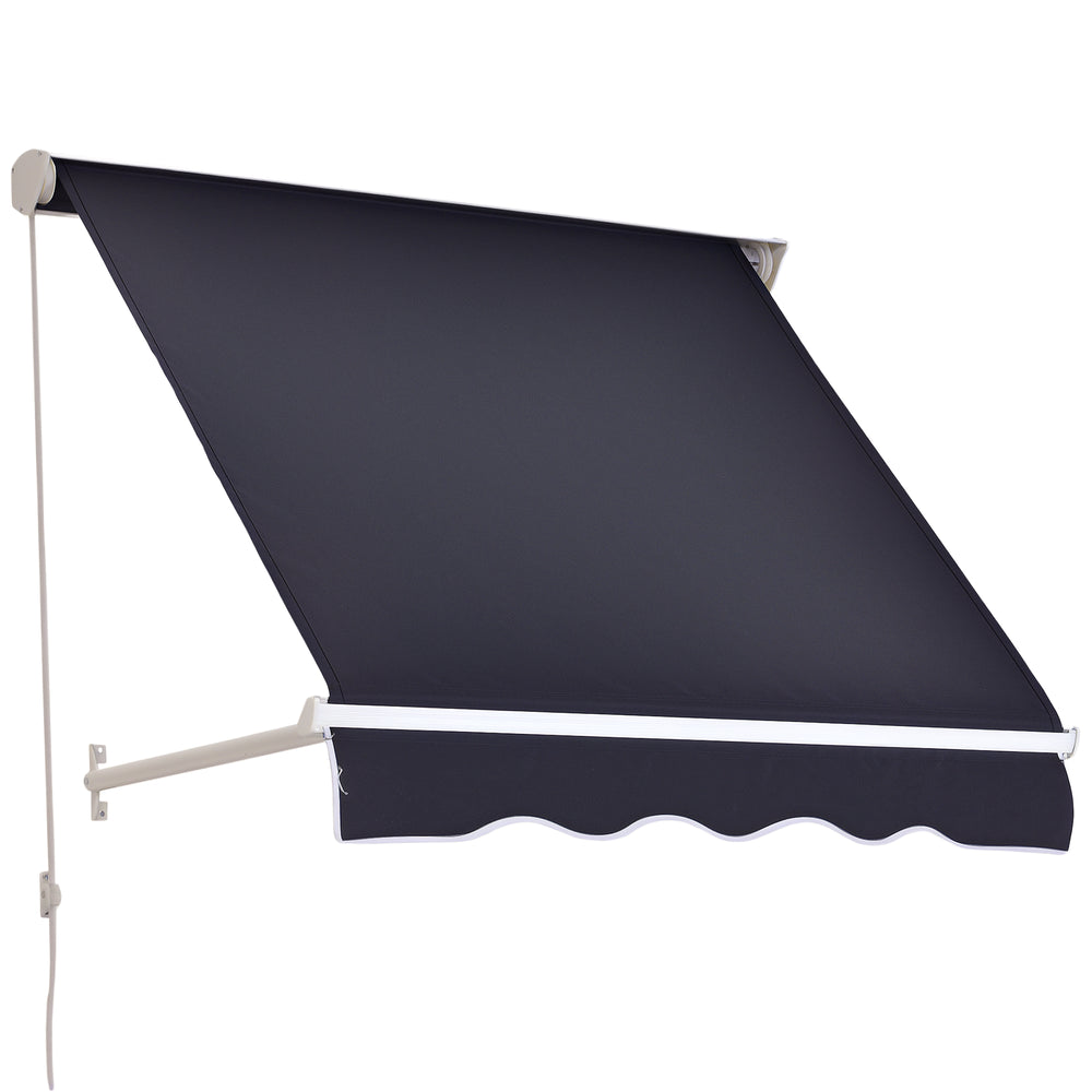 Retractable awning, 3.9 x 2.3 feet, dark gray 