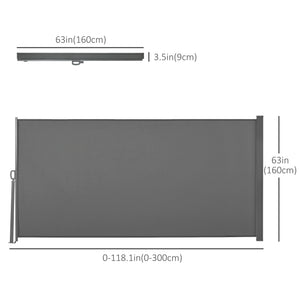 Folding and retractable side awning, light grey