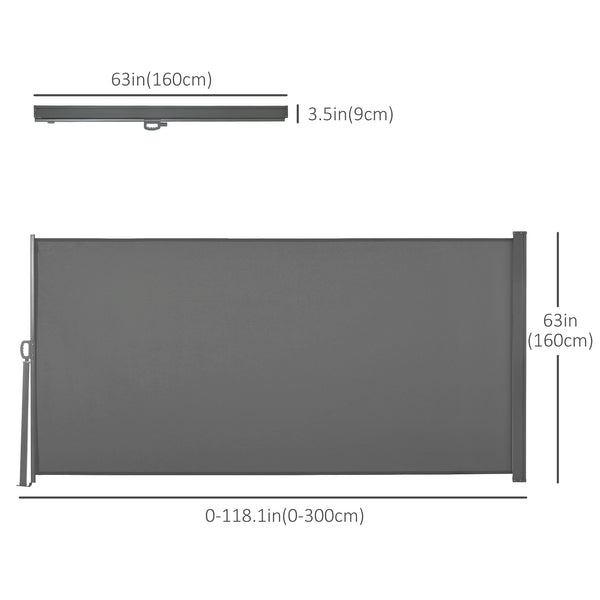 Folding and retractable side awning, light grey