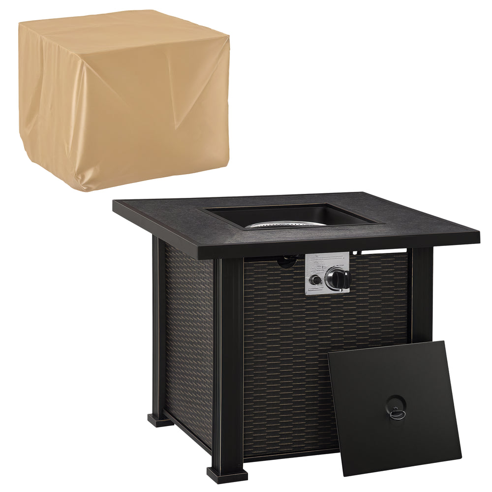 50,000 BTU wicker gas fire pit table