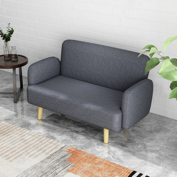 2 seater sofa in velvet fabric with padding, gray