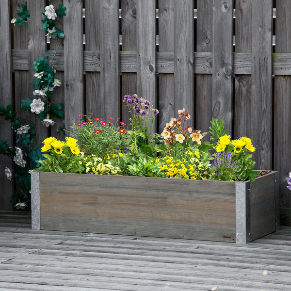 Raised wooden planter, light grey