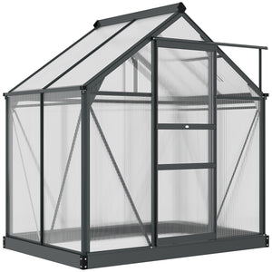 Garden greenhouse with sliding door, grey