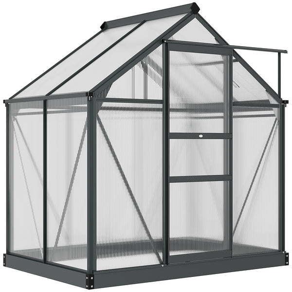 Garden greenhouse with sliding door, grey
