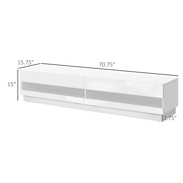 Illuminated TV stand for TVs up to 75 inches, glossy white