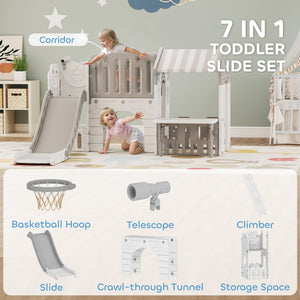 7-in-1 Toddler Slide, Grey