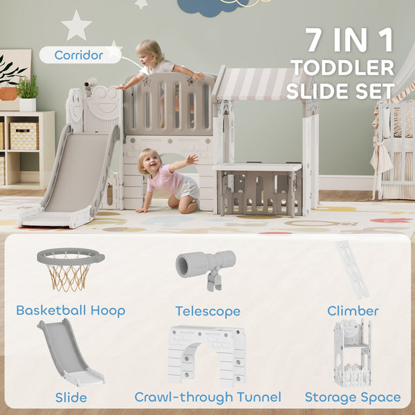 7-in-1 Toddler Slide, Grey