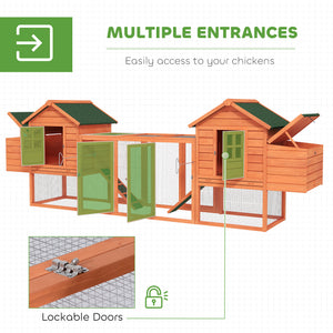 123" Extra Large Chicken Coop Wooden Poultry House Rabbit Hutch Hen Backyard with Outdoor Run Ramps and Nesting Boxes