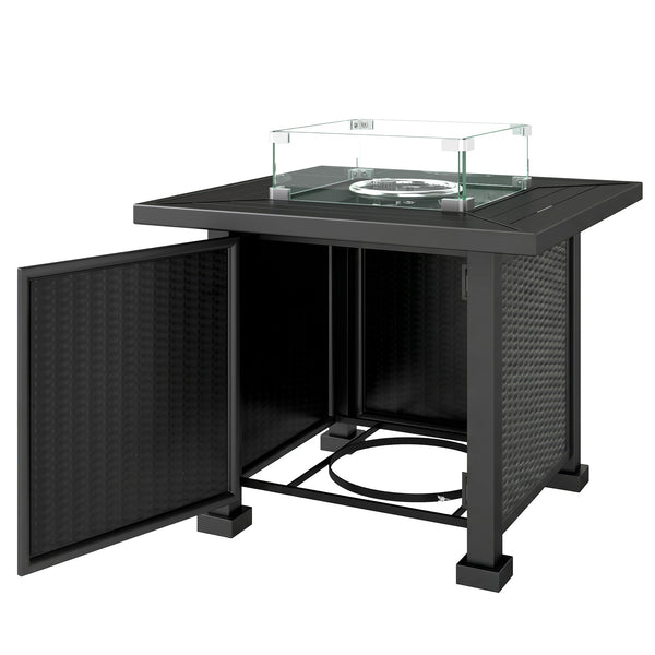 32 in. 50,000 BTU Propane Fire Pit Table, Wind Guard, Cover, CSA Certified, Black