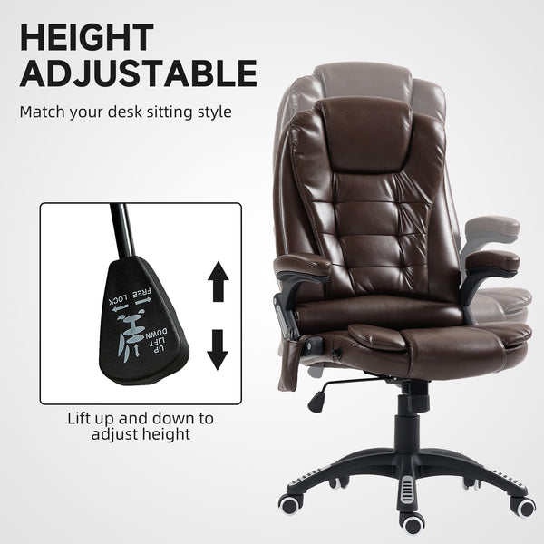 High Back Reclining Massage Office Chair with Swivel Casters, Dark Brown