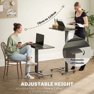 43" Height Adjustable Standing Desk on Casters, Black