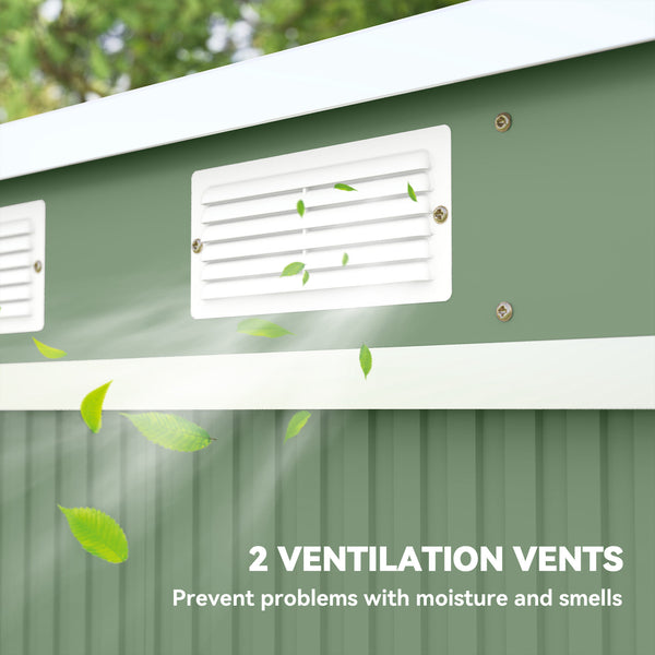 Galvanized steel garden shed with foundation kit - Green