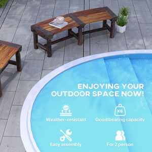 Outdoor Wooden Bench with Slatted Seat for Yard, Brown