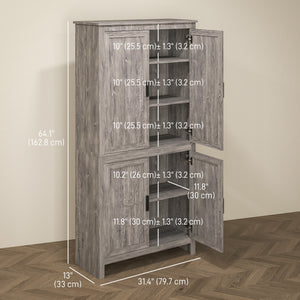 Storage unit with 4 doors and 3 adjustable shelves, anthracite gray