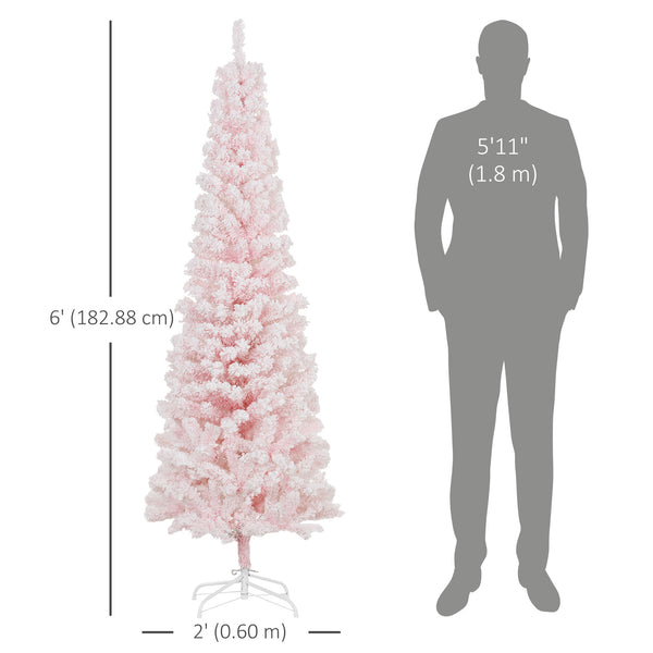 6ft Pink Frosted Pencil Christmas Tree