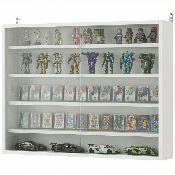 White 5-tier wall display cabinet, 31.5 in.