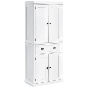 Tall kitchen cabinet with drawer, white