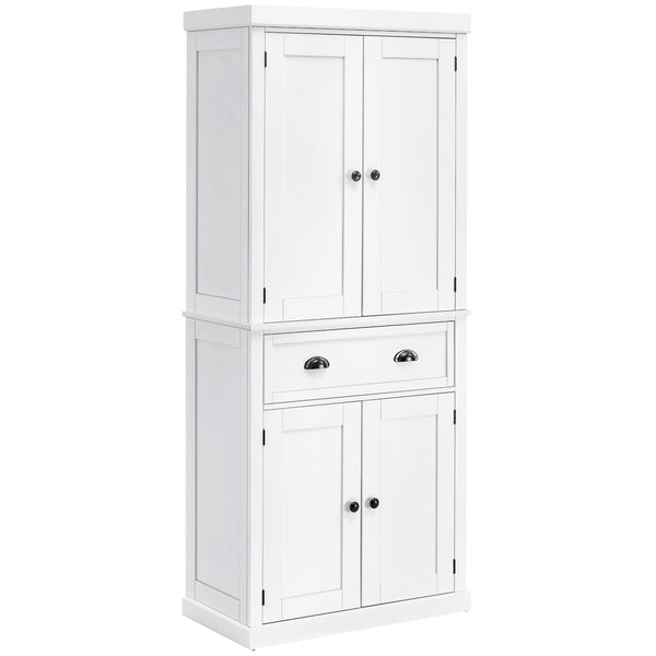 Tall kitchen cabinet with drawer, white