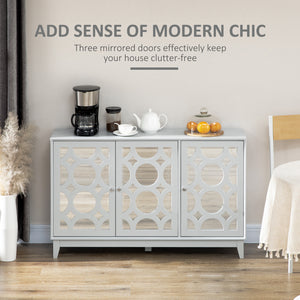 Kitchen cabinet with 3 mirror doors, 2 cupboards and an adjustable shelf, grey