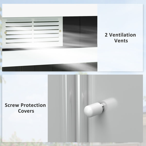 Galvanized steel garden shed with foundation kit, ventilation and doors, dark grey