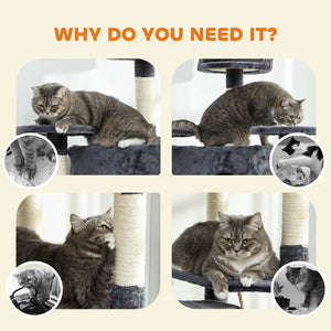 79" Cat Tree with Kitten Toys, Dark Gray
