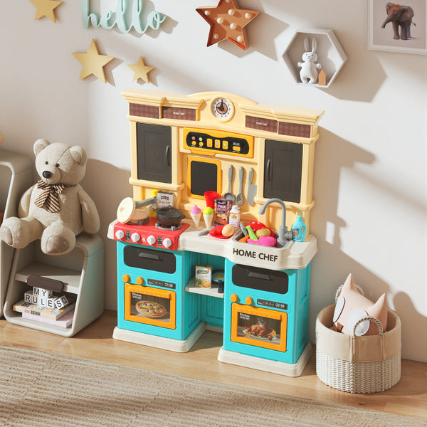 Qaba Kids Kitchen with Sounds, Lights and Accessories, Green