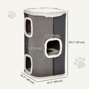4-story cat house with scratching surface and removable cushion