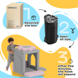 12-Piece Climbing Toys with Ball Pit (Balls Not Included), Gray