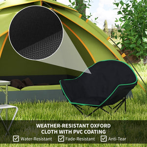 Folding padded saucer-shaped camping chair