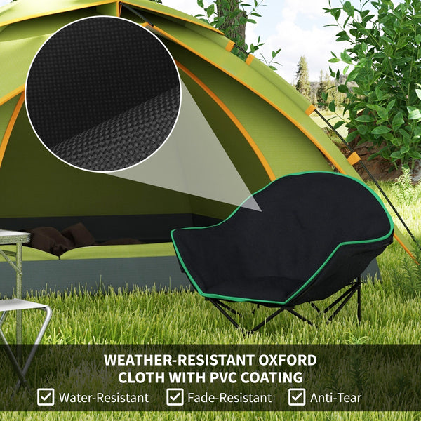 Folding padded saucer-shaped camping chair