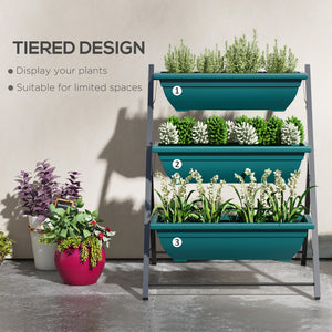 Three-tier raised vertical planter with three containers