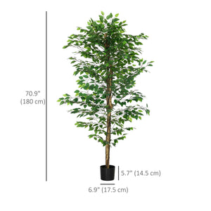 Artificial Ficus, 1.80 m tall, artificial indoor plant with pot, for interior decoration