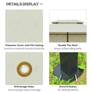 10 x 13 gazebo with soft roof, steel frame, cream white 