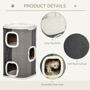 4-story cat house with scratching surface and removable cushion