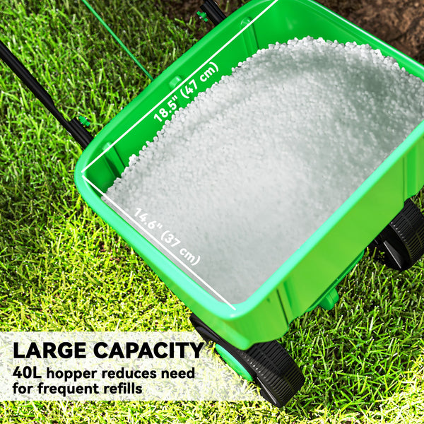 40L Lawn Spreader - Seed, Fertilizer &amp; Salt, 132 lb Capacity