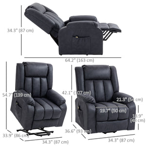 Microfiber Senior Recliner Lift Chair with Remote Control, Charcoal Grey