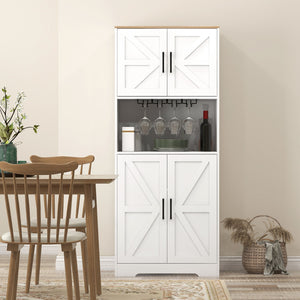 Pantry with wine glass storage, white