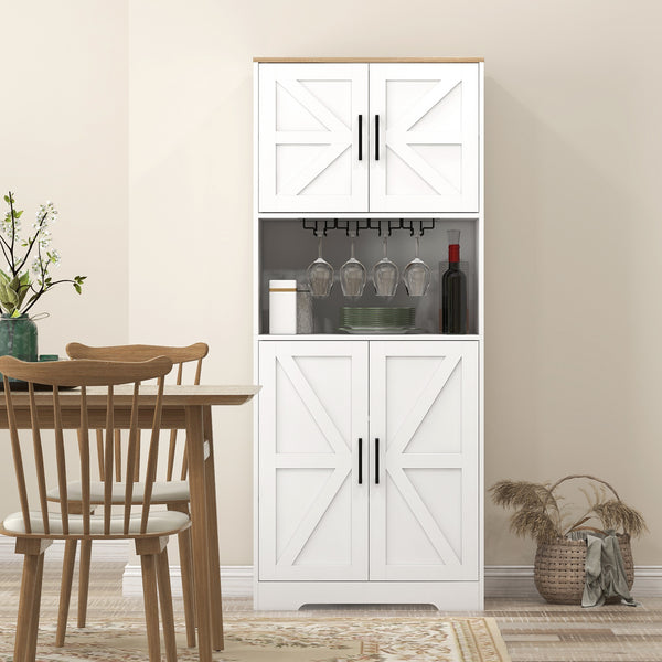 Pantry with wine glass storage, white