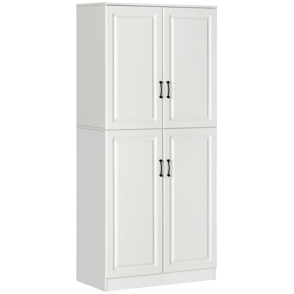 Storage unit with 4 hinged doors and adjustable shelves, white